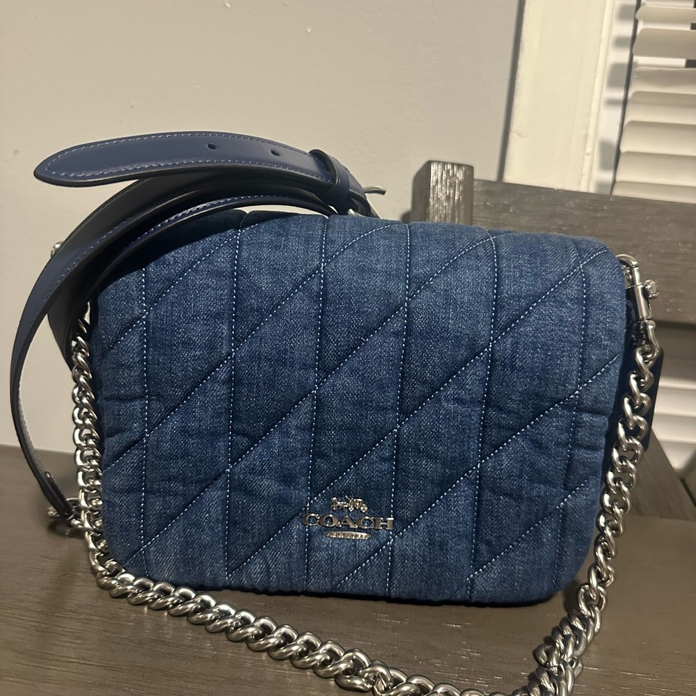 Coach Denim Blue Quinn Bag with Quilting Crossbody Bag
